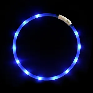 Ошейник LED USB Силиконовый Водонепроницаемый Регулируемый 3 режима Синий - Фото 1