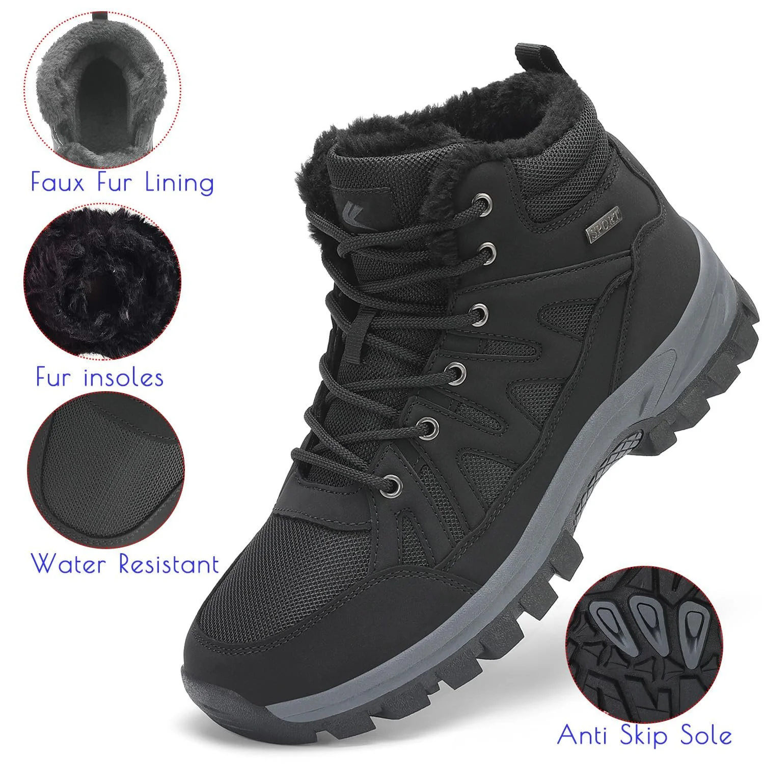 Чоловічі черевики для хайкінгу FLARUT, утеплені зимові чоботи для снігу, трекінгу, фото №2 Чоловічі черевики для хайкінгу FLARUT, утеплені зимові чоботи для снігу, трекінгу, фото №2