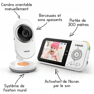 Відеоняня Vtech BM3254 2.8 дюйма LCD нічник колискові двосторонній зв'язок біла synthetic.ua - Фото 1