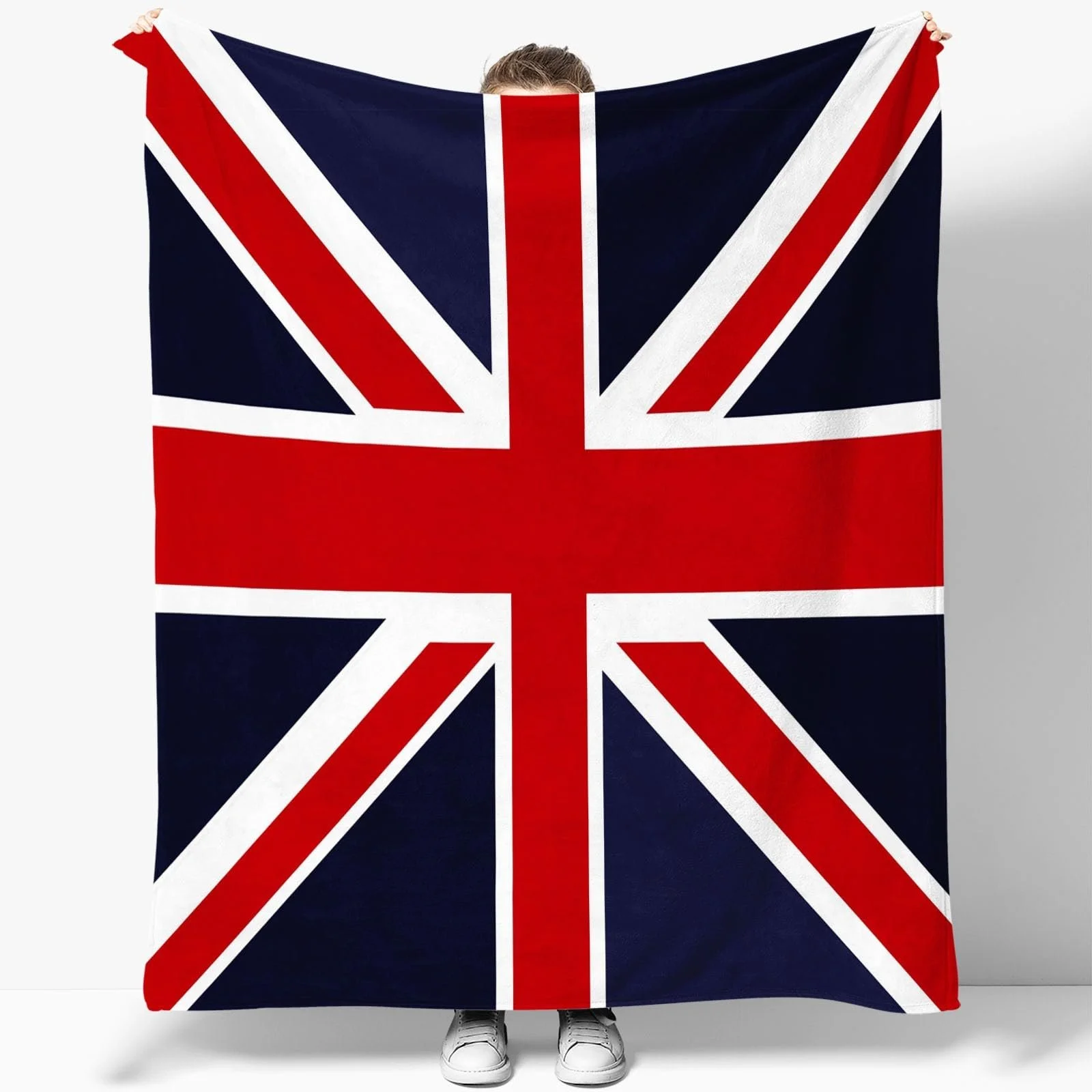 Покривало Флаг Великої Британії Проста М'яка Вовняна 150 x 200 см Блакитна та Червона, фото №4