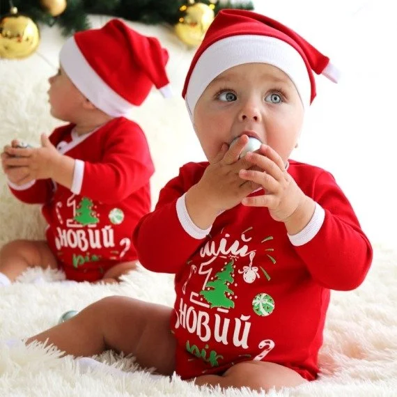 Новорічний костюм-трійка «мій перший новий рік»❄️🎄 для хлопчиків та дівчаток 55-80 см, фото №1