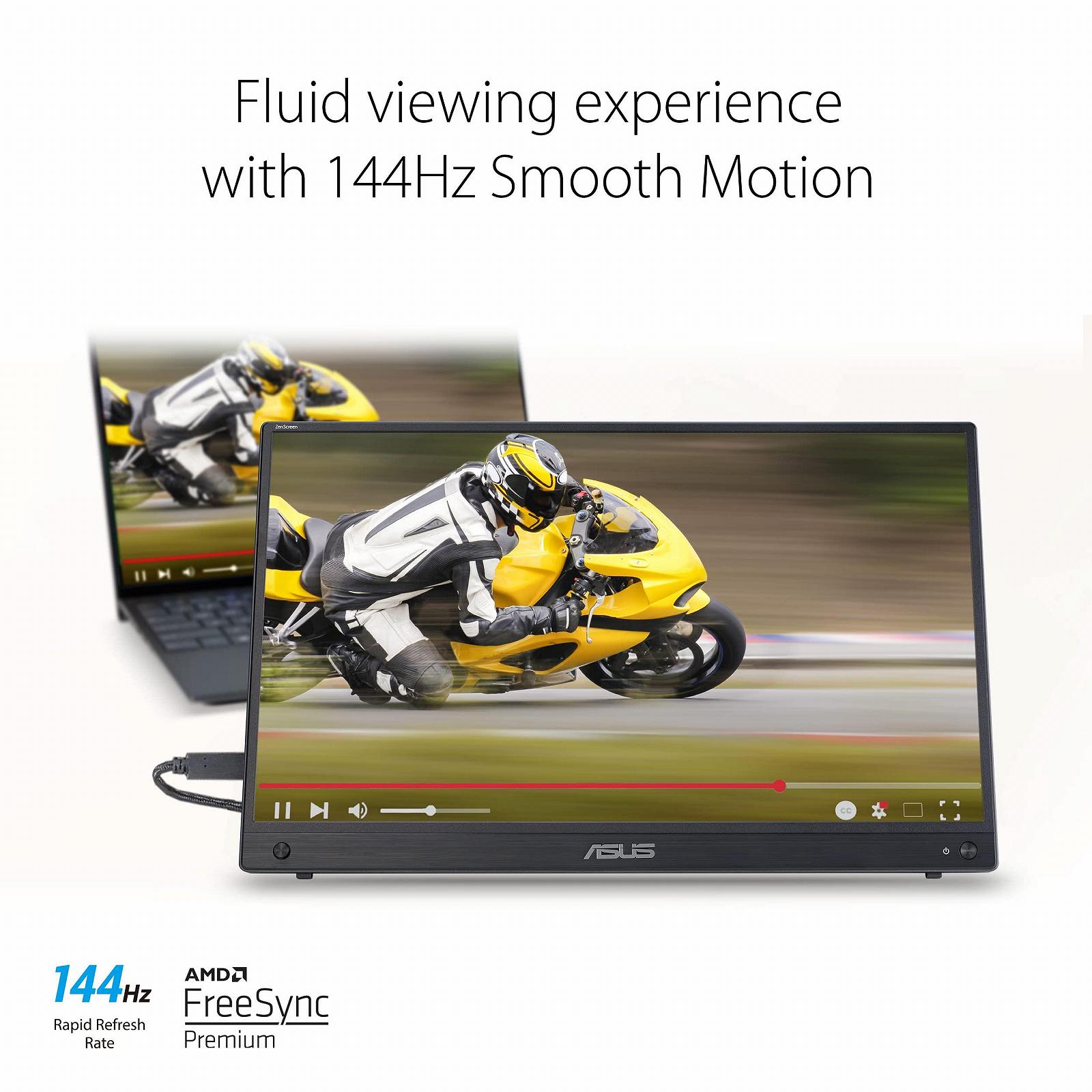Монітор ASUS ZenScreen MB16AHG 15.6 дюйма Портативний USB Full HD Тип-C Mini HDMI Автоматичне обертання Підставка Тринога IPS 144Гц FreeSync Premium 16:9 Антибліковий, фото №2