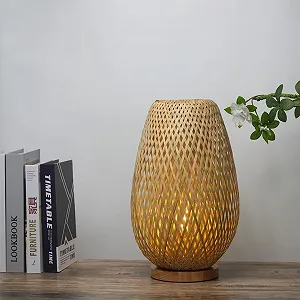 Настільна лампа Bamboo Fabric Style 2 бамбуковий абажур кнопковий перемикач synthetic.ua - Фото 1