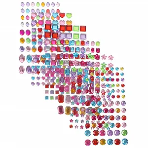 Самоклеючі кристали 12 аркушів, блискучі камені, стрази - Фото 1