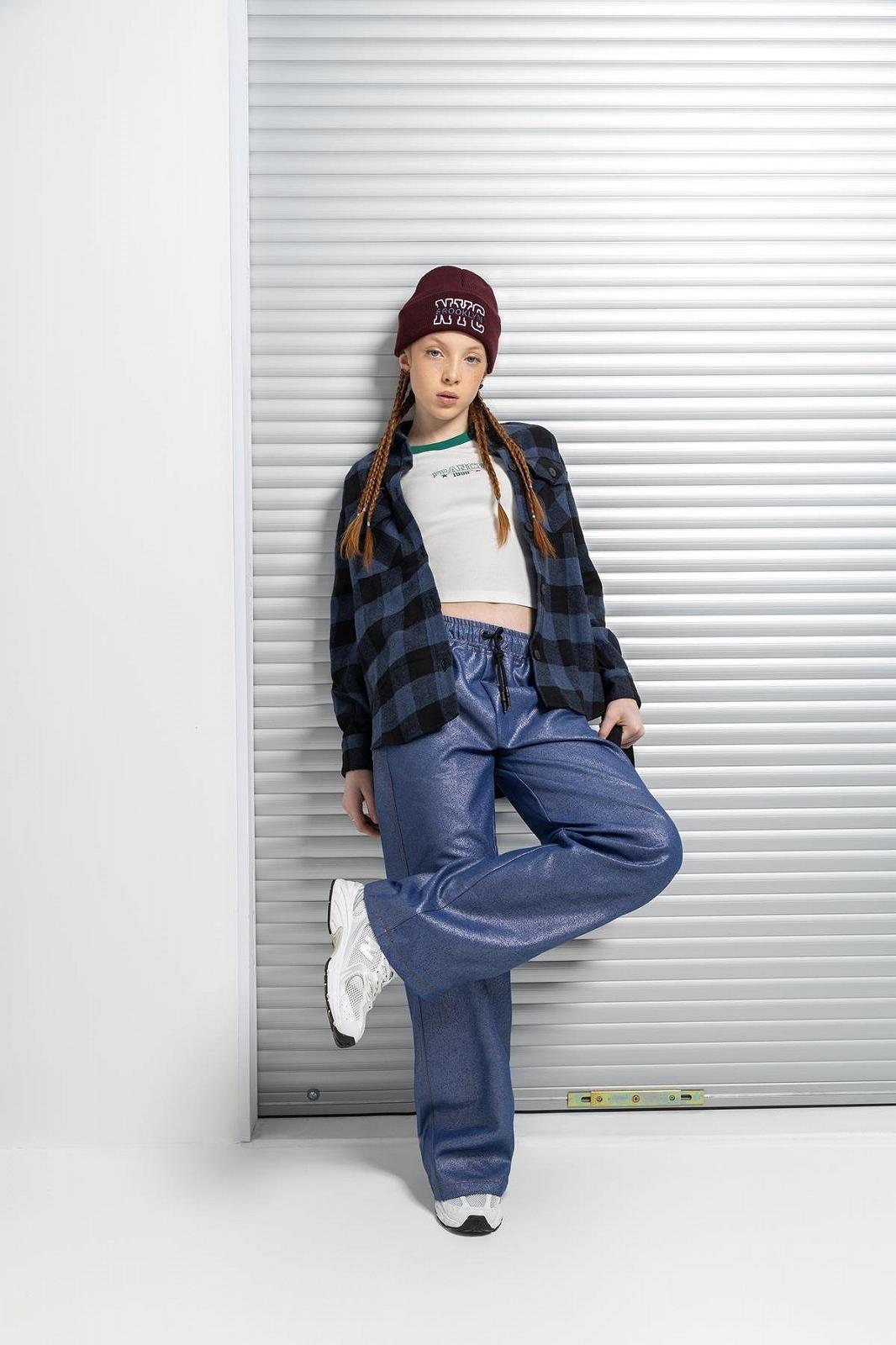 Трендові блискучі джинси з напиленням - сині та темно-сині від 140 до 164 см, фото №1