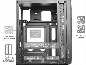 Корпус Mars Gaming MC-1500 Black / без БЖ / Чорний synthetic.ua - Фото 1