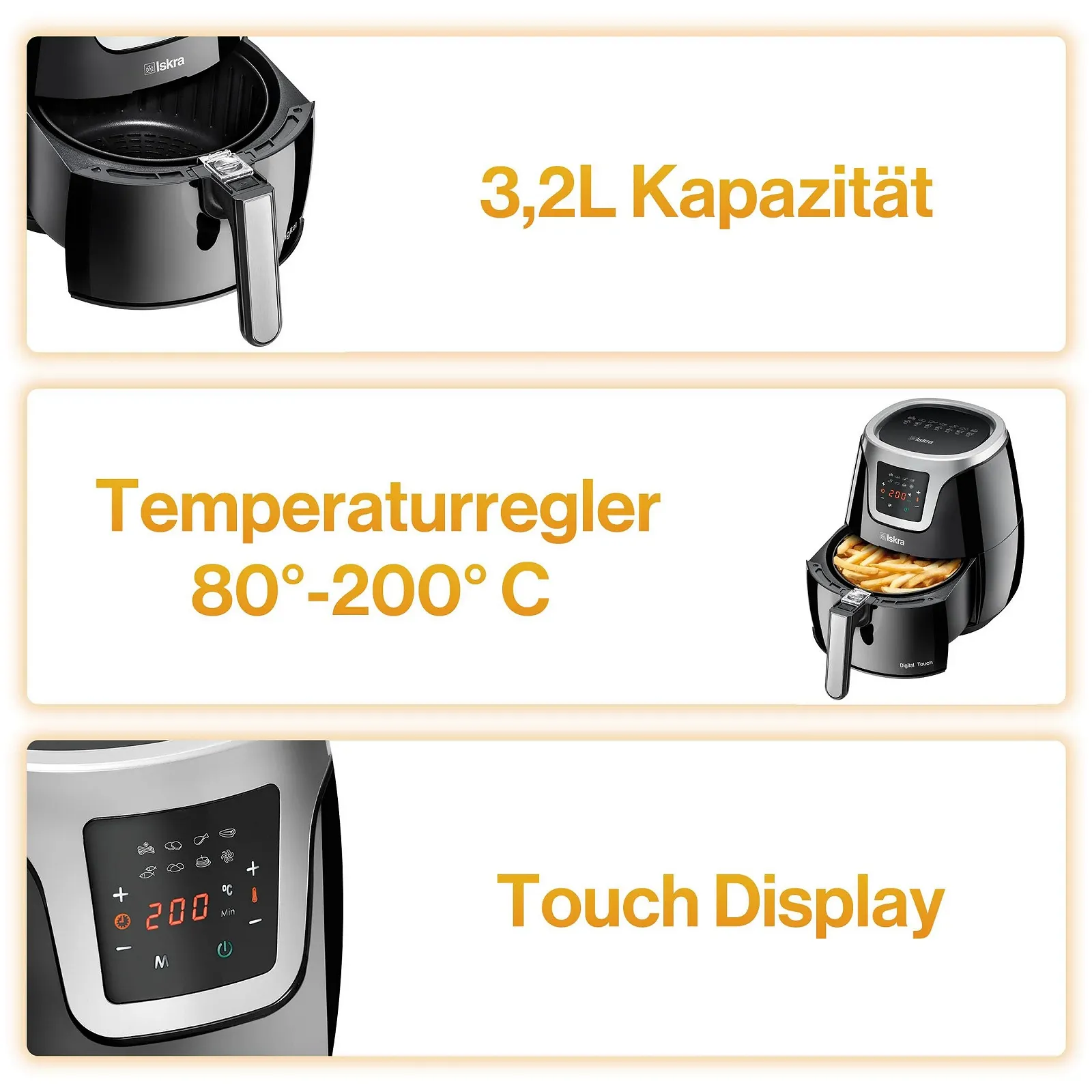 Мультипіч Iskra 3.2 L 1500W 8 програм Сенсорний екран Black, фото №3 Мультипіч Iskra 3.2 L 1500W 8 програм Сенсорний екран Black, фото №3