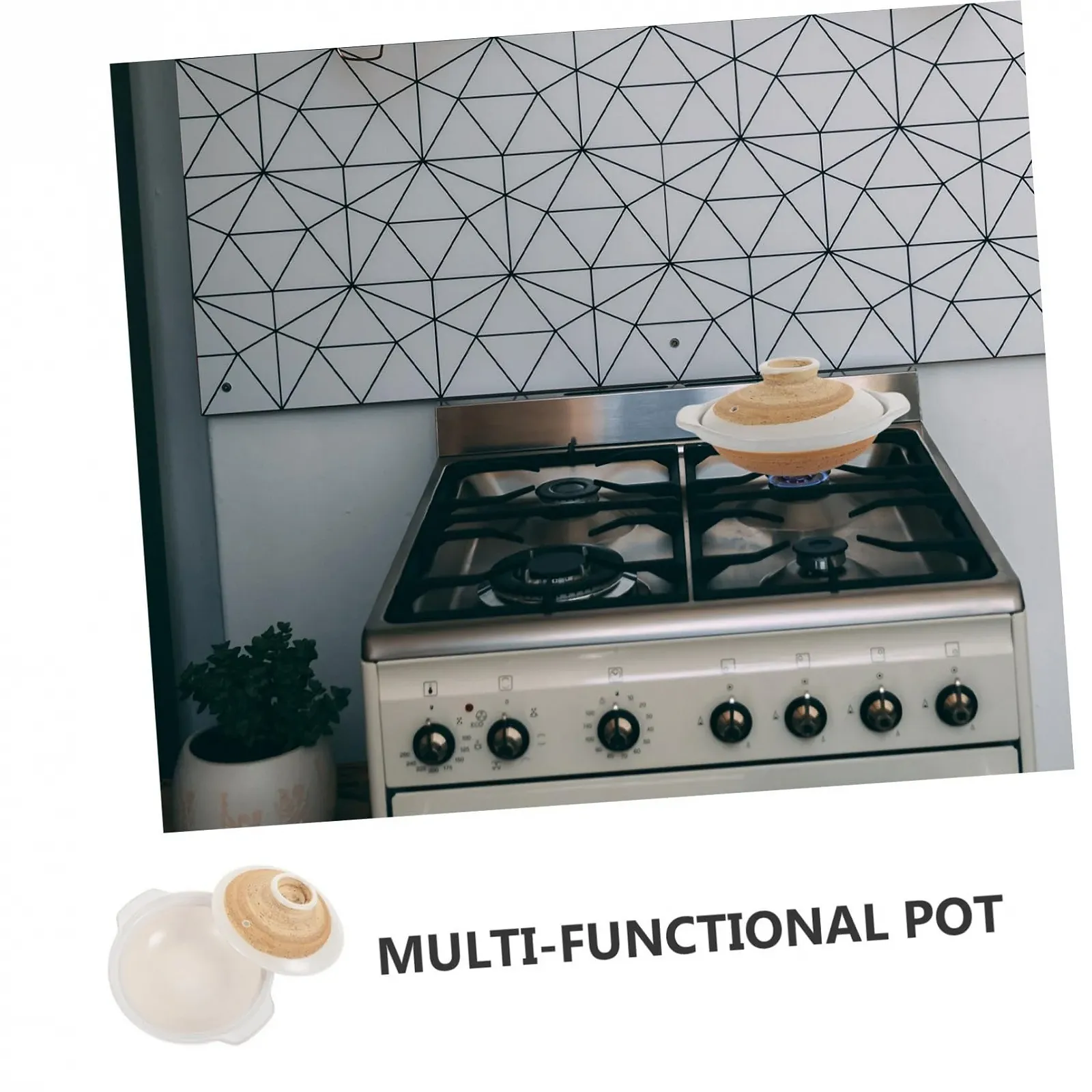 Кастрюля керамическая жаростойкая японский стиль с крышкой для тушения, фото №4