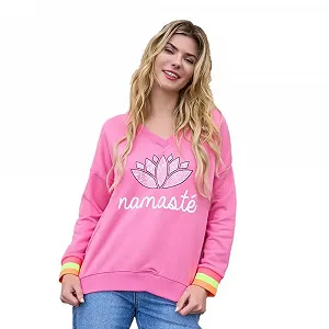 Женский свитшот Miss Goodlife Namaste Snake V-Neck MG12979 Flashrose/White - Фото 1
