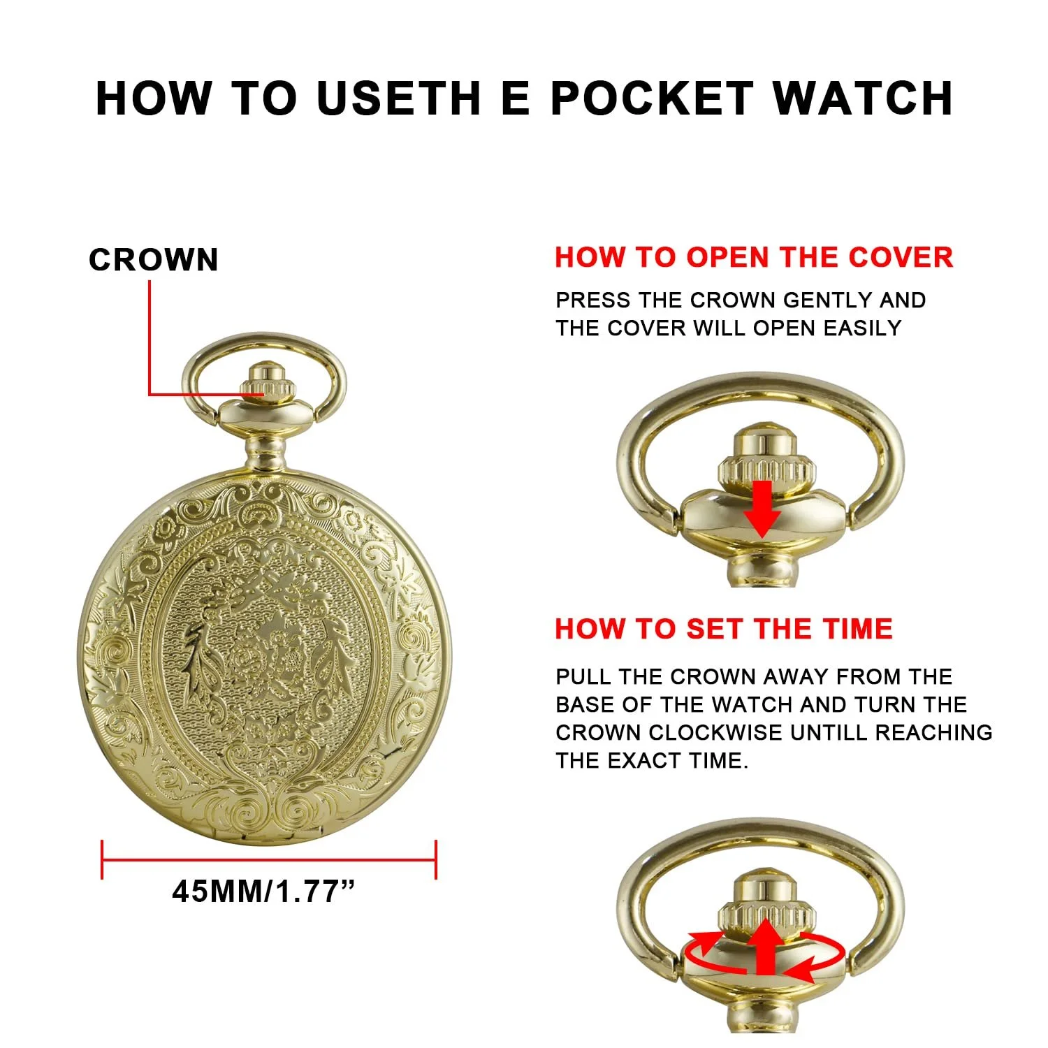 Кишеньковий годинник кварцовий з ланцюжком, Череп, арабські цифри, для Хелловіну та Різдва, Set-qz303-0720, фото №7