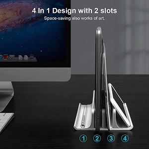 Подставка для ноутбука вертикальная VAYDEER Регулируемая 4-в-1 Алюминиевая до 17.3 дюймов Серебристая synthetic.ua - Фото 1