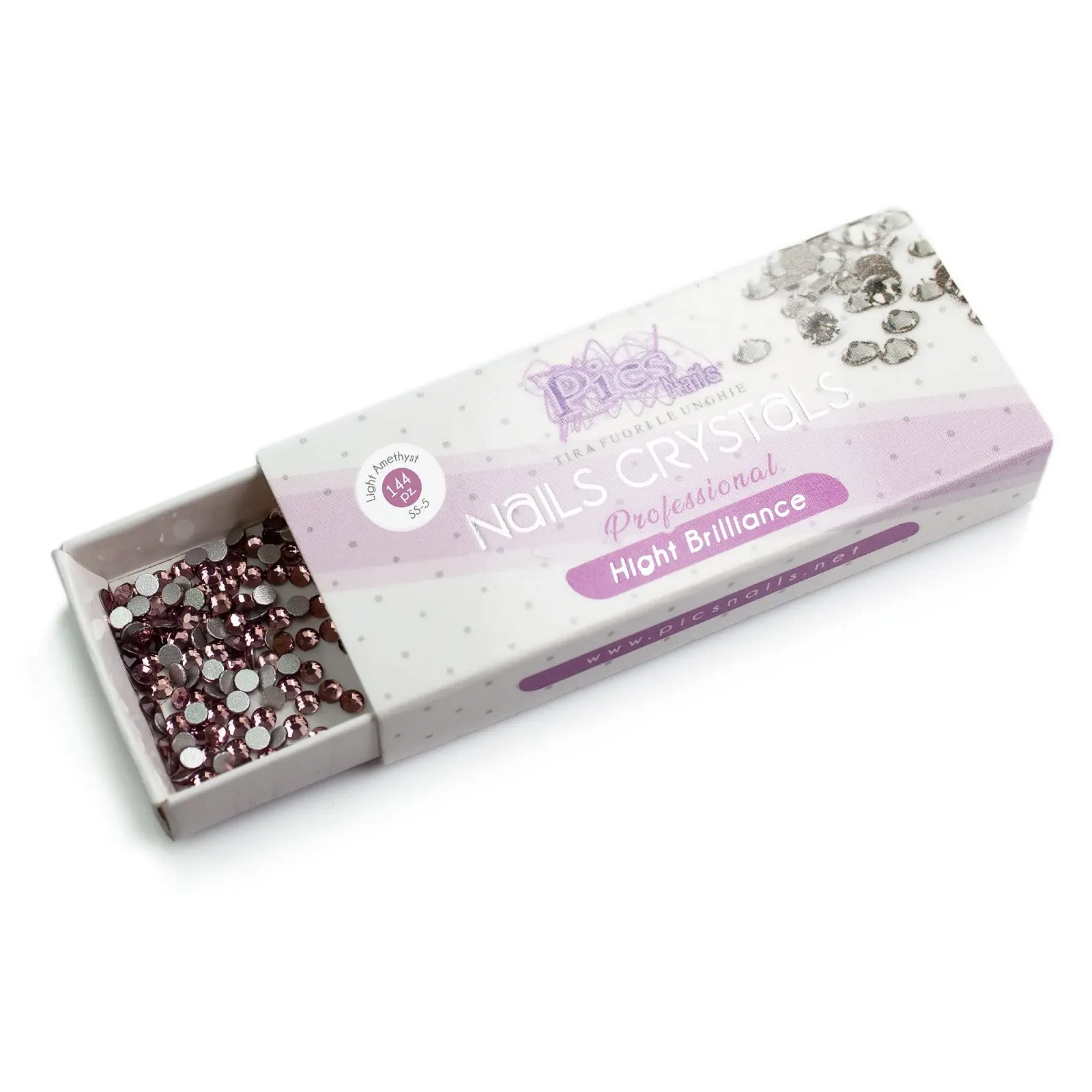 Стразы для ногтей Glitter Nails SS-5 (1.7 мм) 144 кристалла, профессиональное качество, высокая яркость, светлый аметист, фото №2