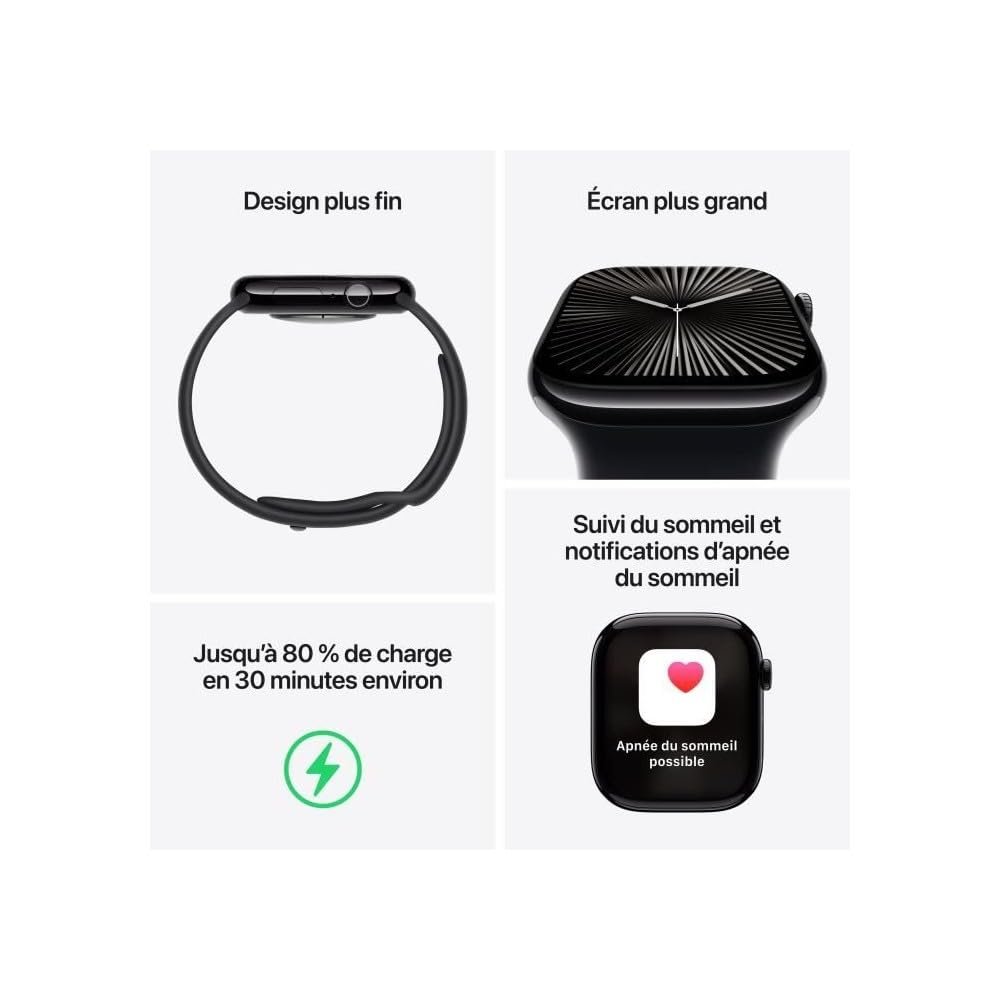 Смарт-годинник Apple Series 10 (GPS + Cellular 42 мм) Алюмінієвий корпус Чорний діамант і спортивний ремінець Чорнило (один розмір), фото №3
