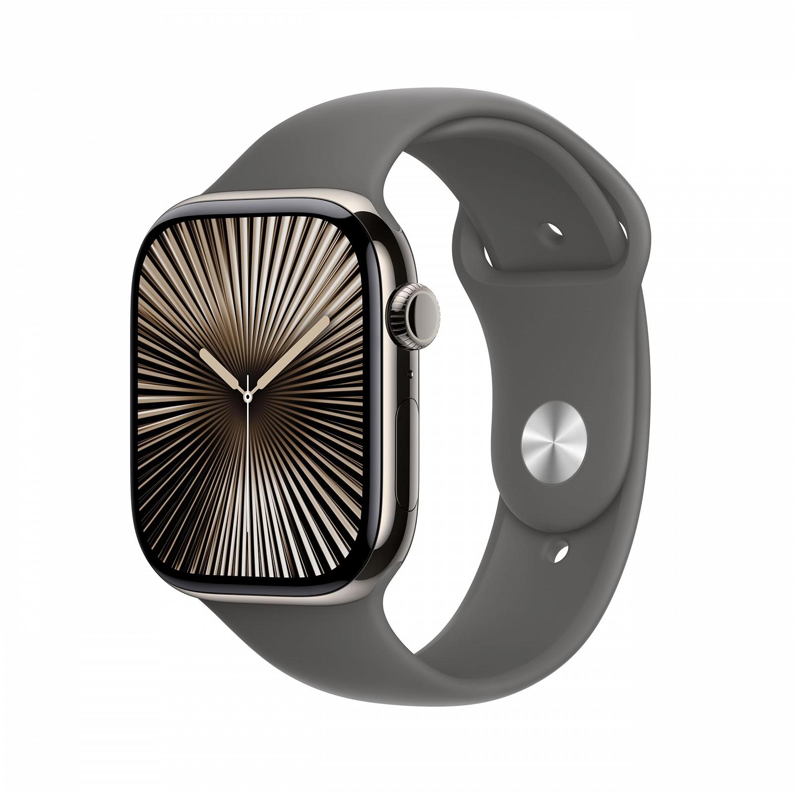 Смарт-годинник Apple Watch Series 10 (GPS + Cellular, 46 мм) Титановий корпус Натуральний Ремінець Світло-сірий (S/M), фото №1