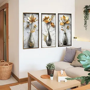 3D-наклейки на стіну Runtoo Золота ваза з квітами synthetic.ua - Фото 1