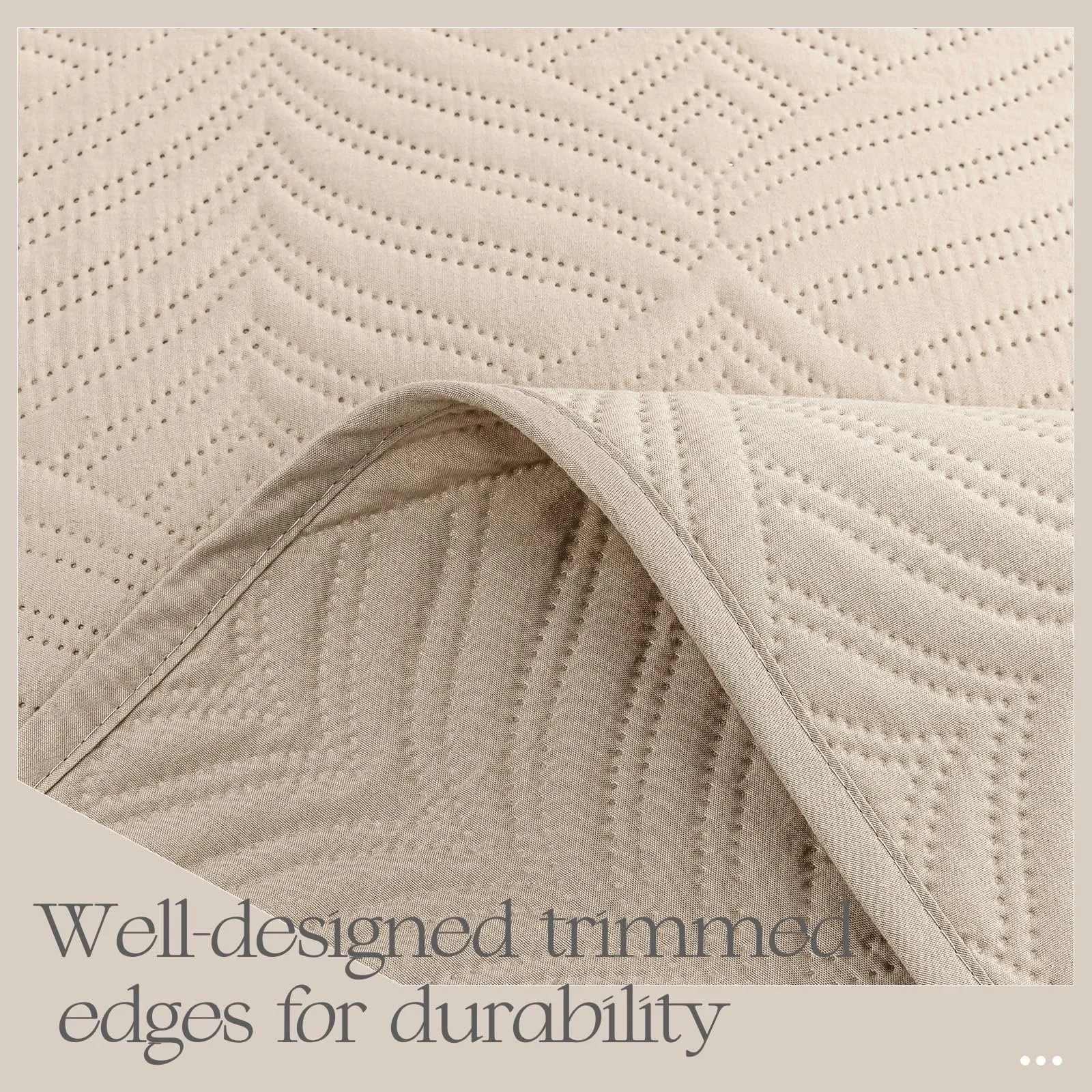 Покрывало Whale Flotilla Modern 220 x 240 см, покрывало на кровать с 2 наволочками, микрофибровое покрывало с тиснением, легкое и мягкое постельное белье на 4 сезона, бежевый, фото №6