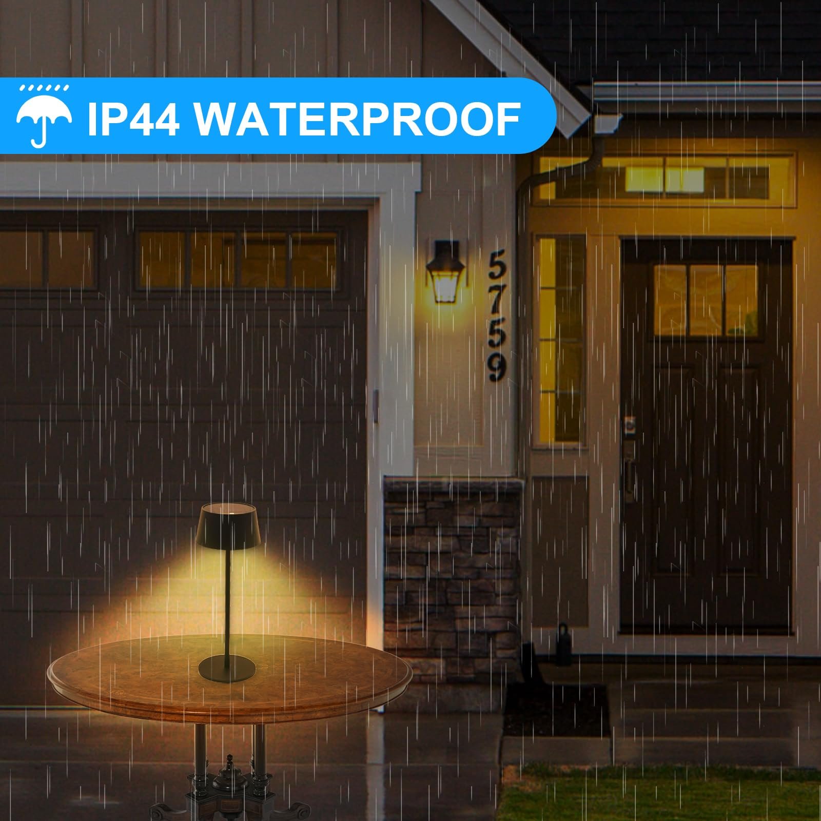 Сонячна настільна лампа ANTELA Бездротова димована LED Вулична Акумуляторна 3000 К IP44 Чорна 1 шт., фото №6