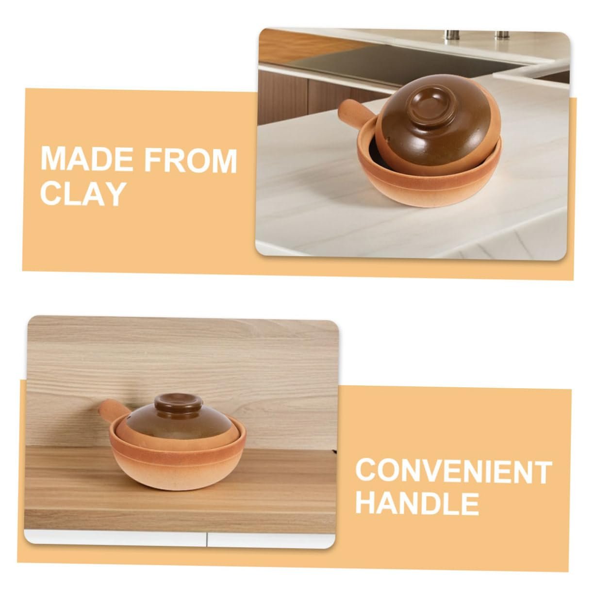 Горшок глиняный традиционный с крышкой 600 мл портативный, фото №3