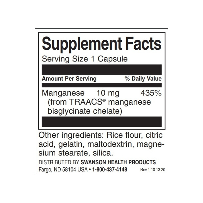 Марганец Swanson Albion Manganese 40 mg 180 Capsules, фото №2