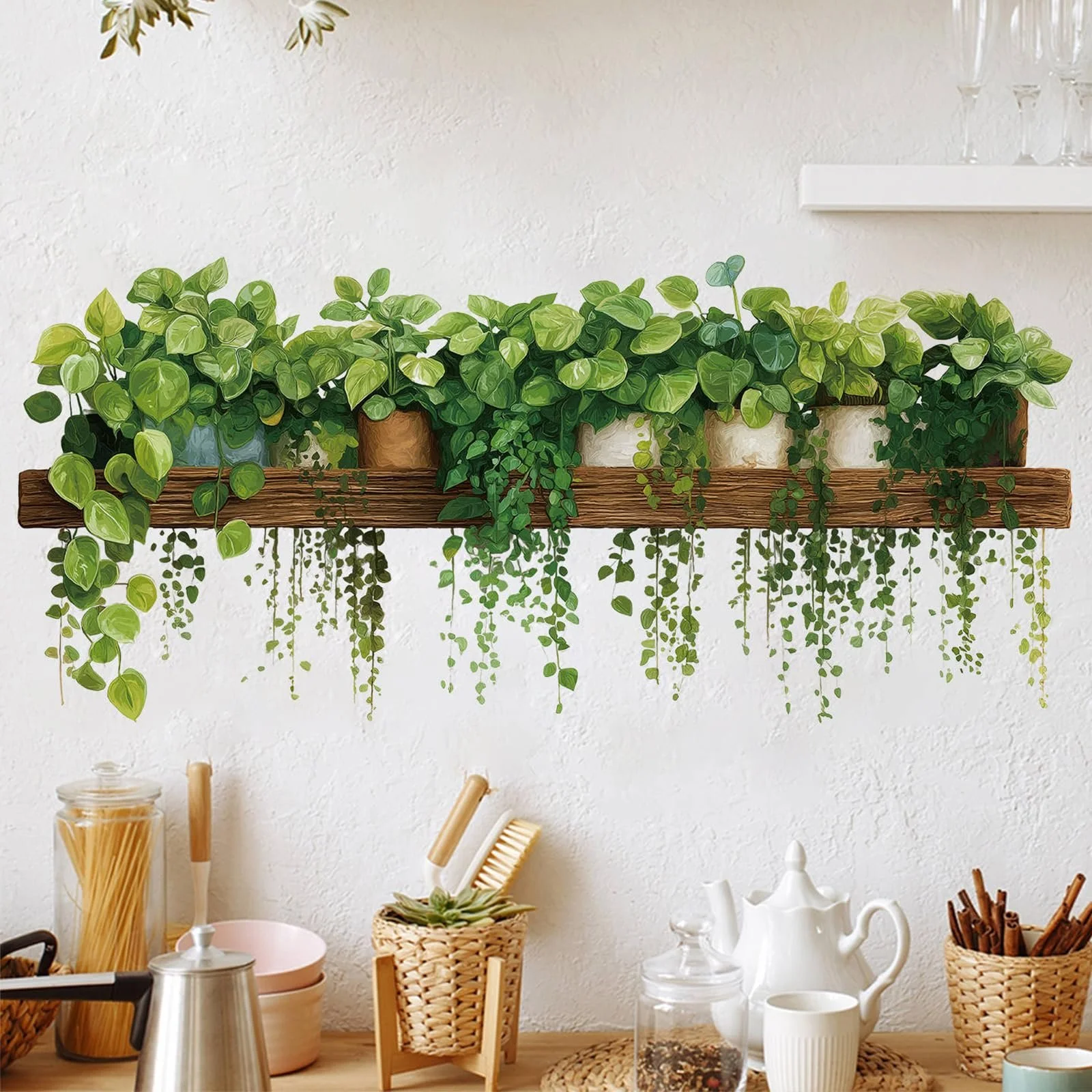 Наклейка на стіну Simulation Green Plants 26 x 58 см, фото №5