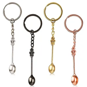 Мини-ложка 4 шт, ложка для снюса, ложка для кета, ложка для лекарств, крошечная ложка, миниатюрная ложка, ложка-брелок, мини-ложка-корона, кольцо для ключей для мужчин и женщин - Фото 1