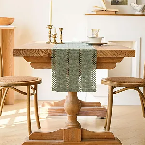 Купити Ранер для столу Boho Macrame Modern Cotton Linen 30 x 140 см Sage Green - Фото 1 Ранер для столу Boho Macrame Modern Cotton Linen 30 x 140 см Sage Green - Фото 1