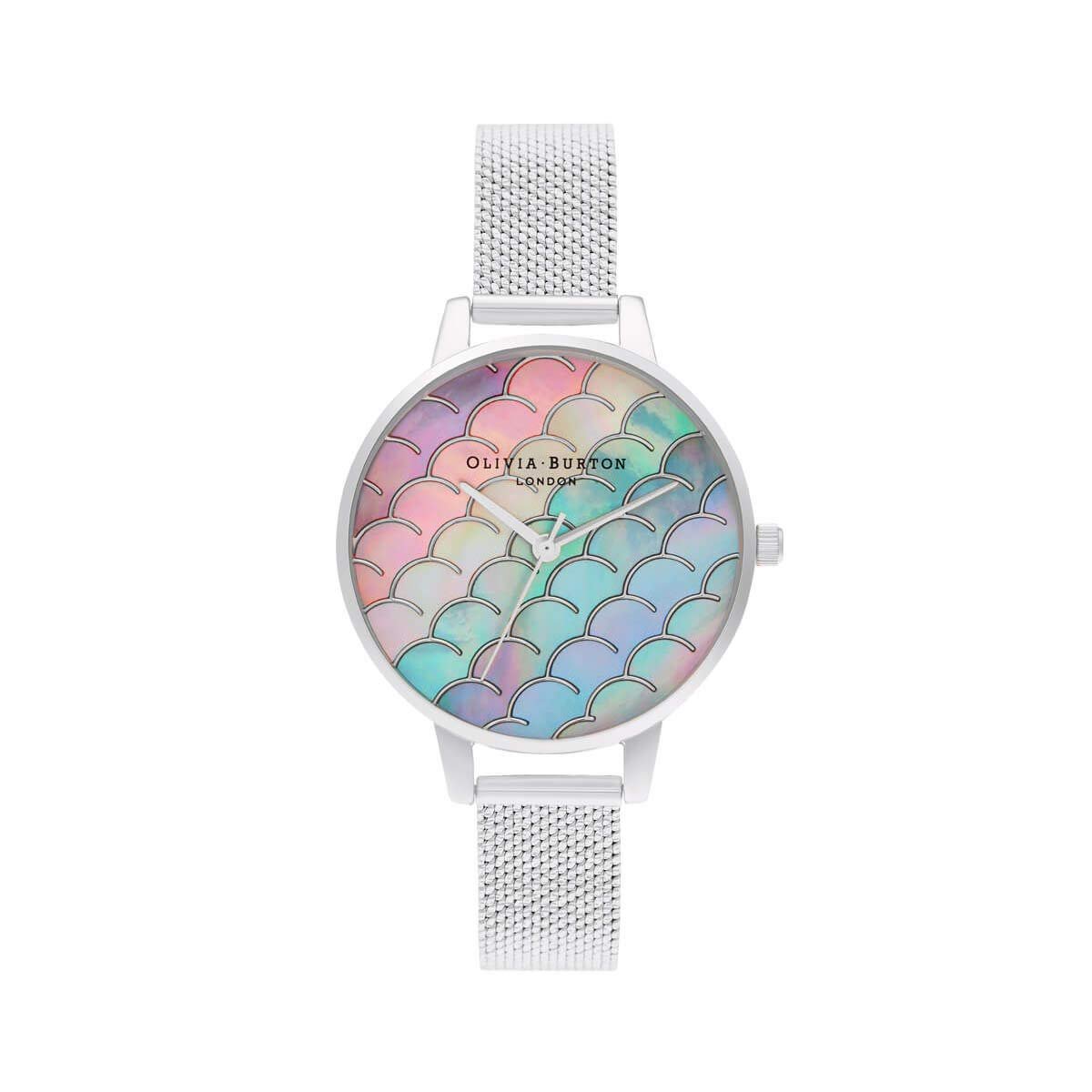 Жіночий аналоговий кварцовий годинник Olivia Burton Under The Sea Collection OB16US46, перламутровий циферблат, срібний браслет з нержавіючої сталі, фото №1