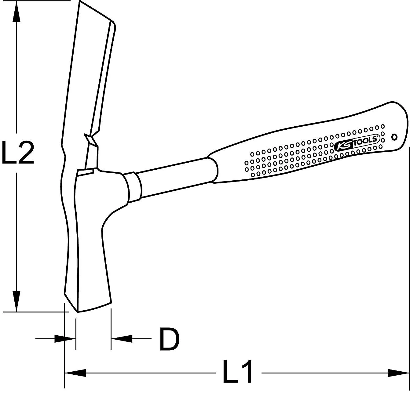 Молоток муляра KS Tools 140.2003 Берлінська форма 600 г, фото №3 Молоток муляра KS Tools 140.2003 Берлінська форма 600 г, фото №3