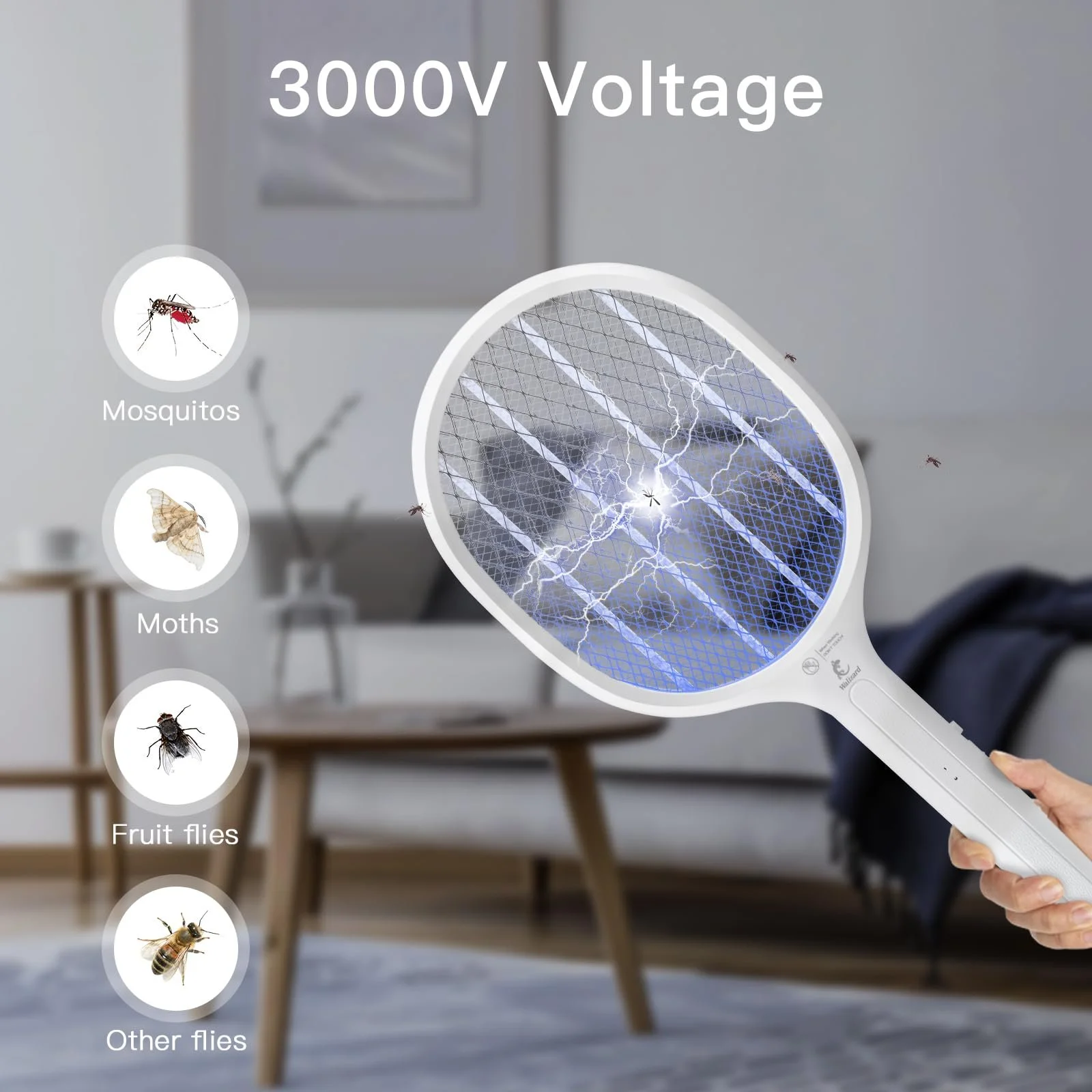 Електрична мухобійка 2 в 1 3000 В USB акумуляторна, фото №3