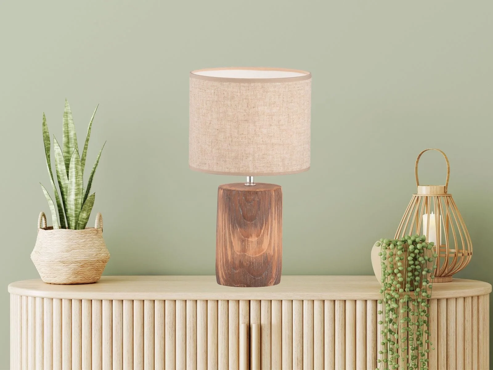 Настільна лампа E27 LED 7 Вт 806 лм 43 см Бежевий льон та бетон під дерево, фото №2