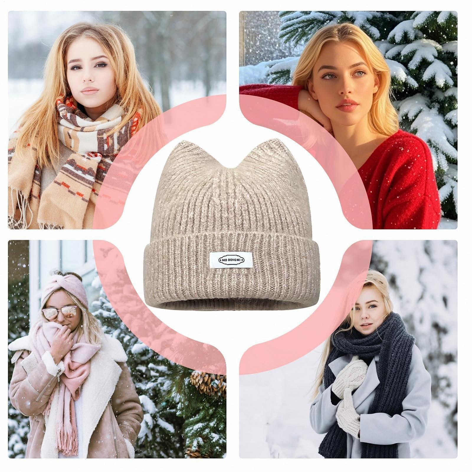 Шапка-бини с кошачьими ушками Mivceklw, вязаная, фото №5