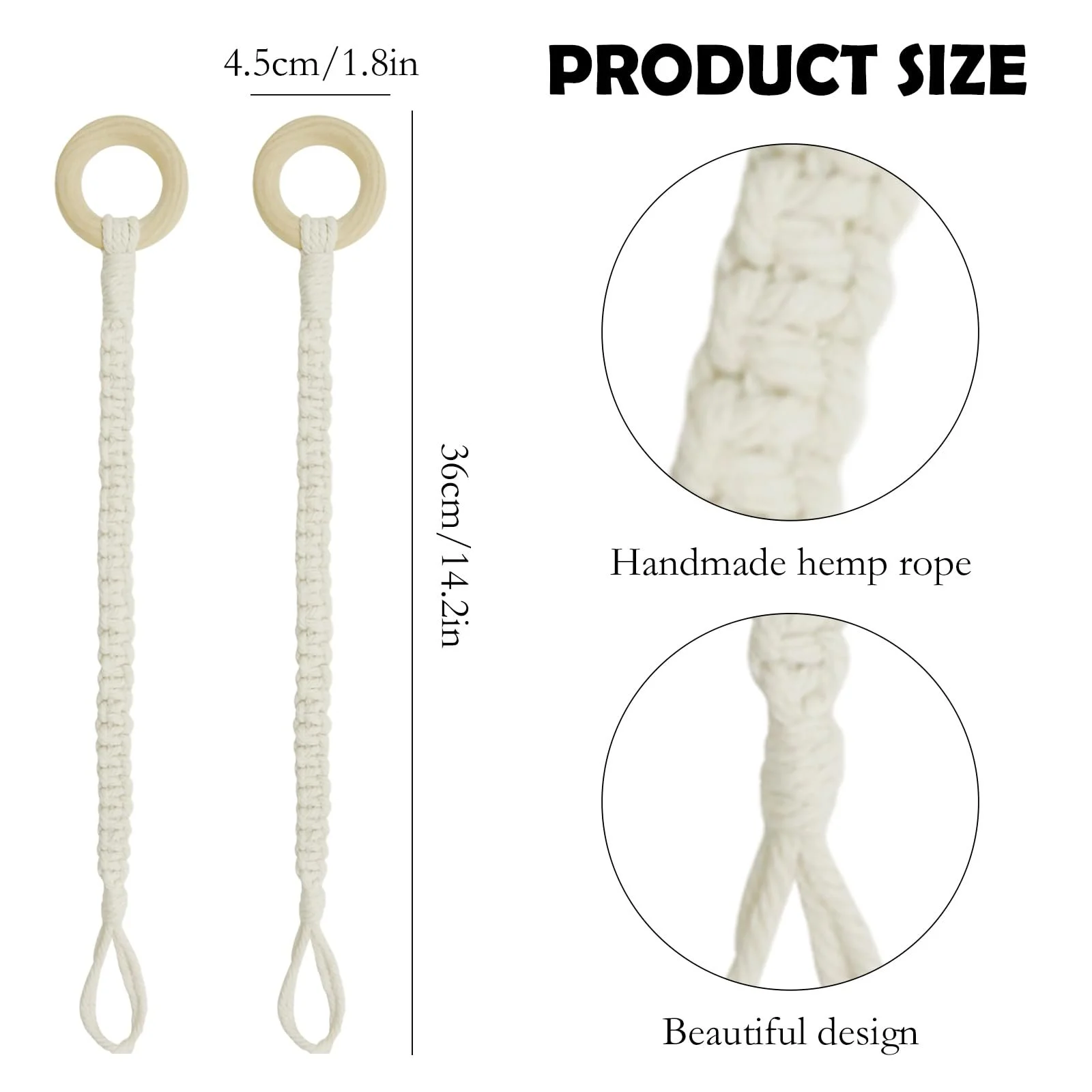 Удлинитель для подвеса растений Набор 6 шт. Пеньковая веревка с деревянным кольцом Регулируемый, фото №2