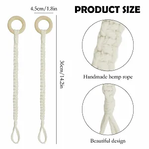 Удлинитель для подвеса растений Набор 6 шт. Пеньковая веревка с деревянным кольцом Регулируемый synthetic.ua - Фото 1