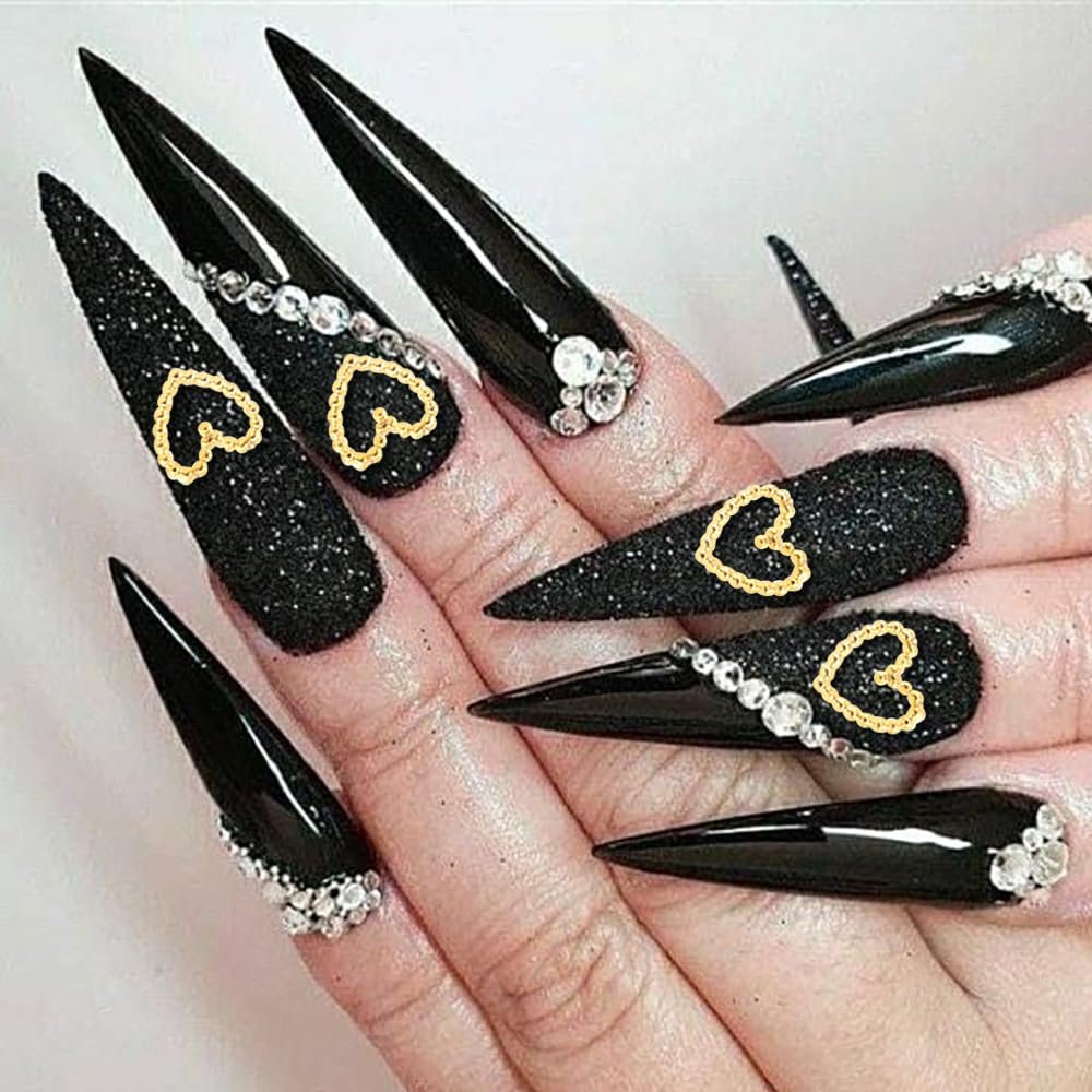 Прикраса для нігтів Серце Золото Метал 3D 50 шт, фото №5