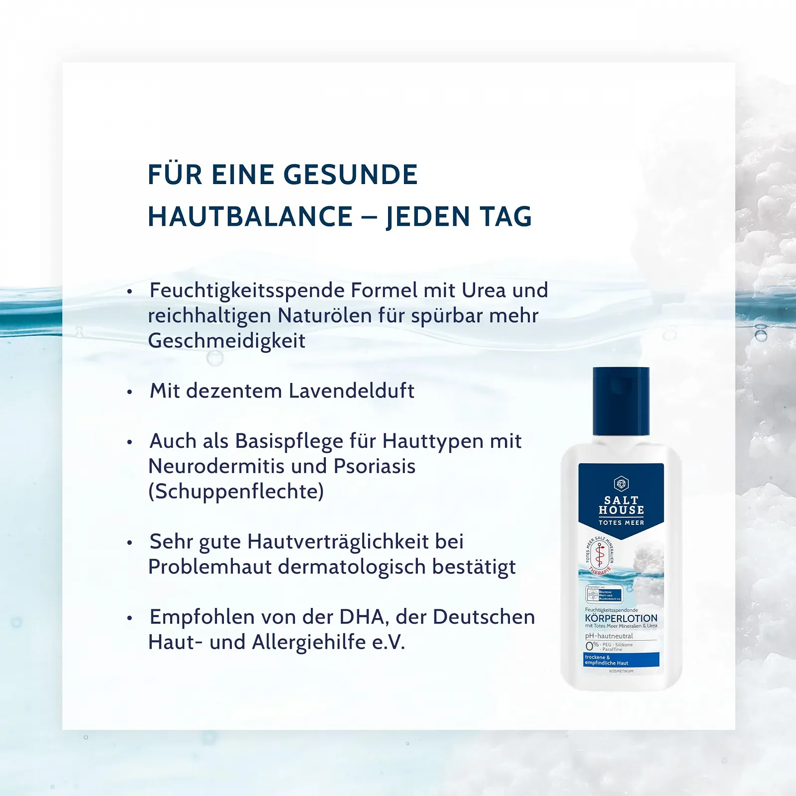 Лосьйон для тіла Salthouse Dead Sea Therapy Інтенсивне зволоження, стабілізує бар'єрну функцію шкіри, з сечовиною, пантенолом, вітаміном Е та Q10 250 мл, фото №6