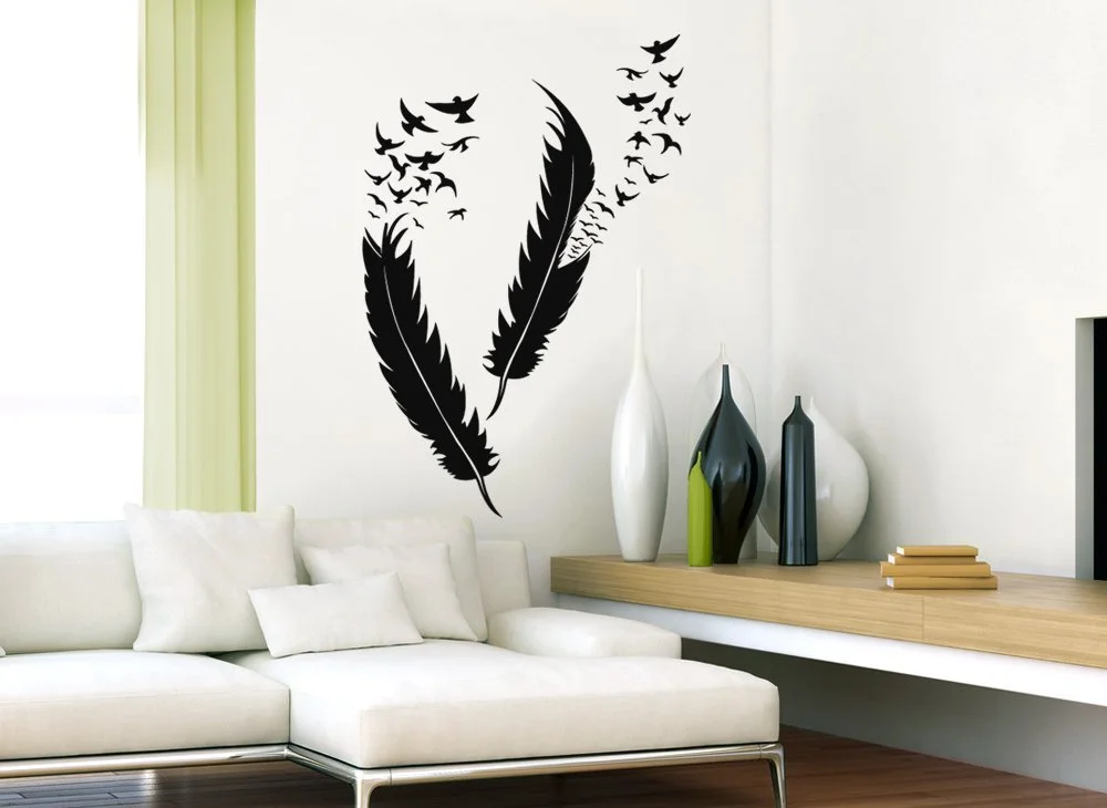 Наклейка на стену Grandora W5382 Feathers with Birds Белая, фото №4