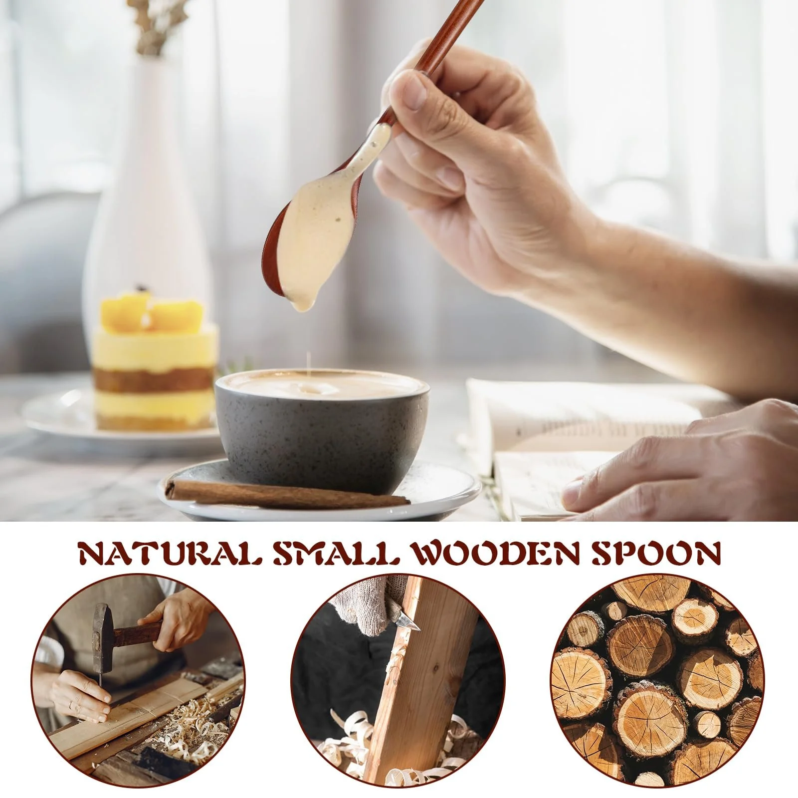 Ложки Дерев'яні, Столові ложки, Набір з 6 штук, фото №3 Ложки Дерев'яні, Столові ложки, Набір з 6 штук, фото №3