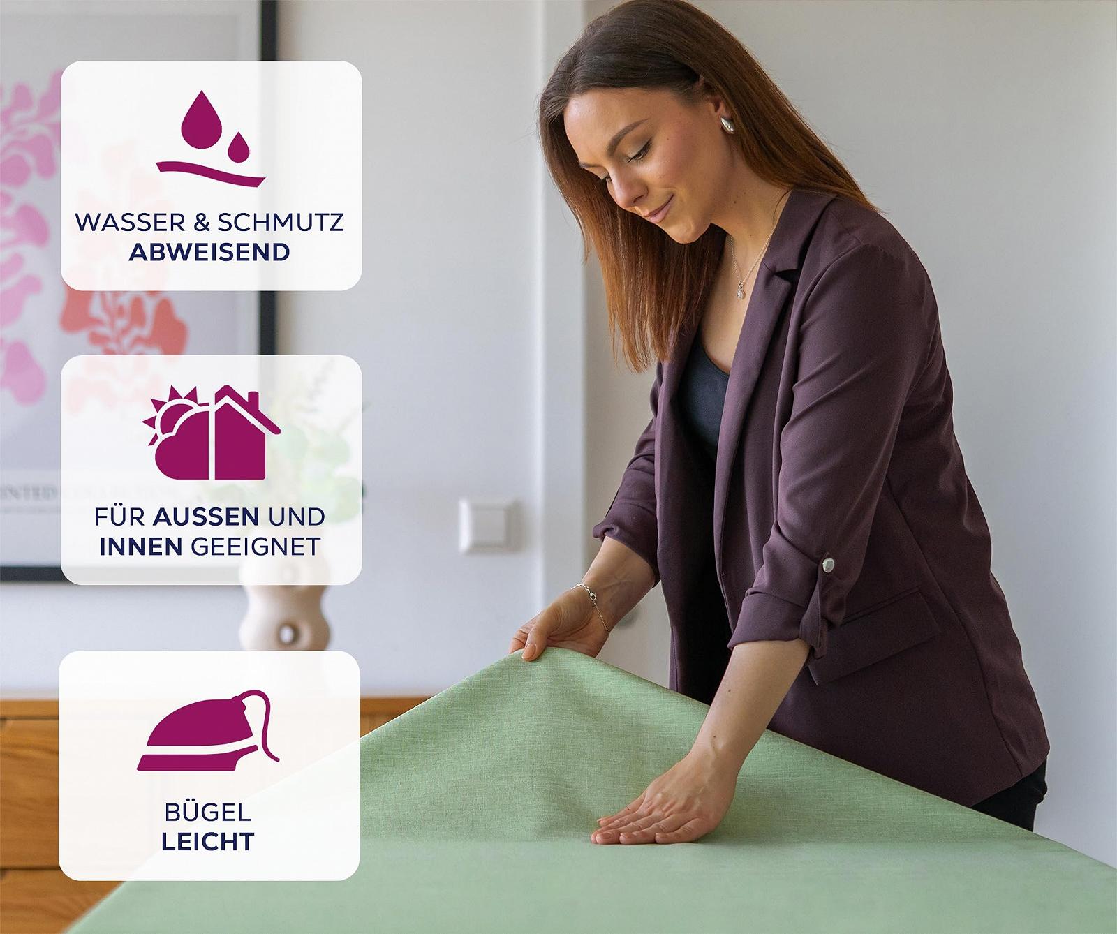 Скатертина BEAUTEX прямокутна під льон Ефект лотоса Світло-зелена 110 x 140 см, фото №2