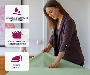 Скатертина BEAUTEX прямокутна під льон Ефект лотоса Світло-зелена 110 x 140 см synthetic.ua - Фото 1