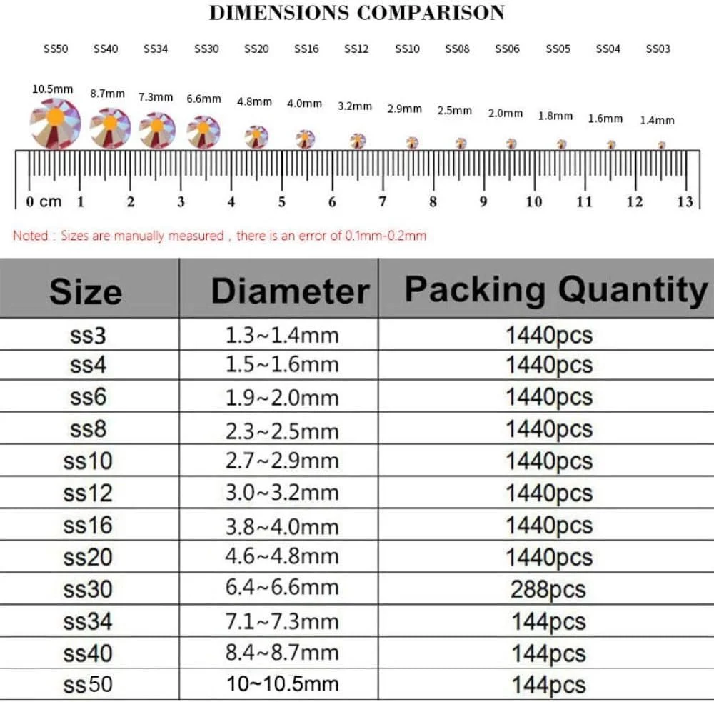 Стрази Reize Кришталеві SS3-SS50 прозорі Crystal AB, змішаний розмір SS3, фото №4