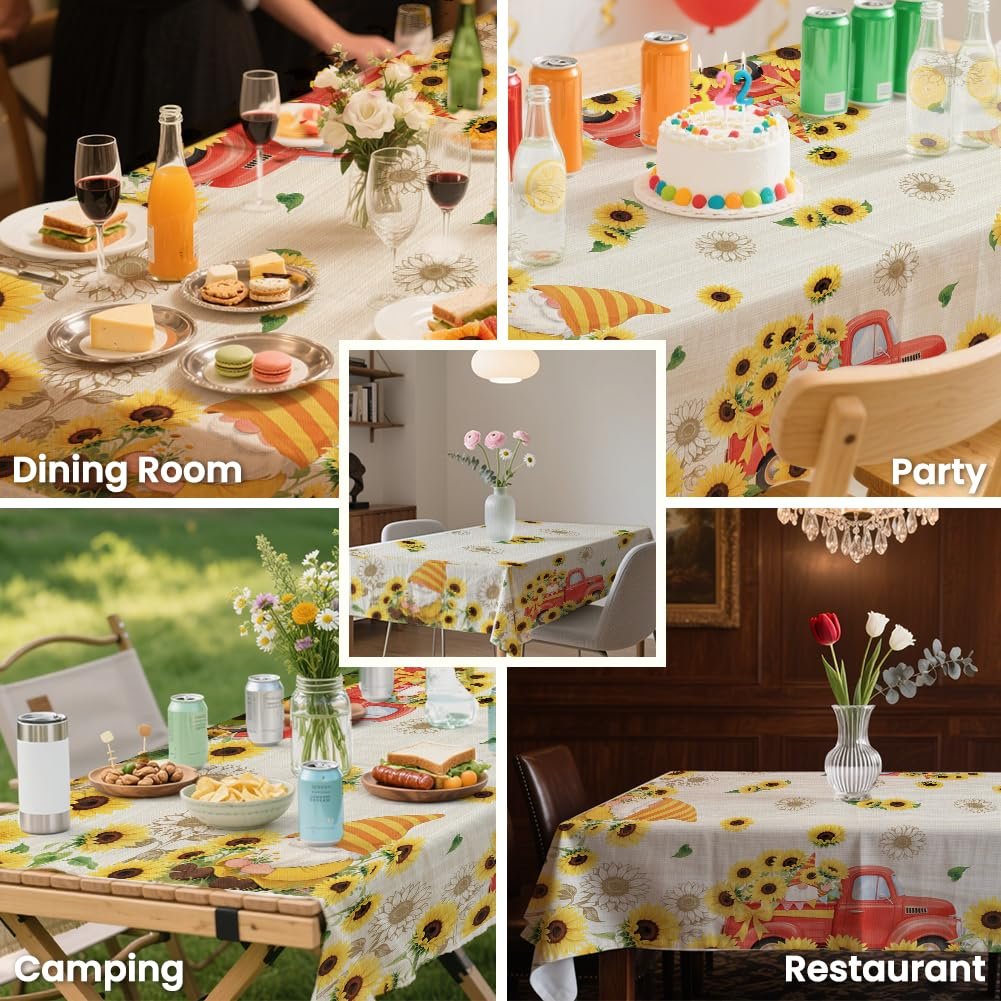 Скатертина ANATTASOUL Sunflower and Gnome Washable 213 x 152 cm Water-Repellent Autumn, фото №7