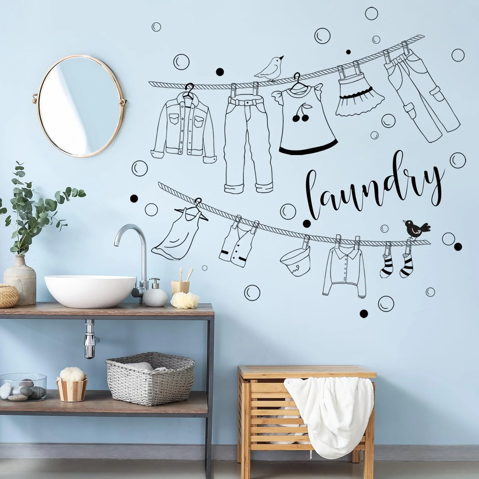 Наклейка на стіну Laundry Room Чорно-біла DIY, фото №1 Наклейка на стіну Laundry Room Чорно-біла DIY, фото №1