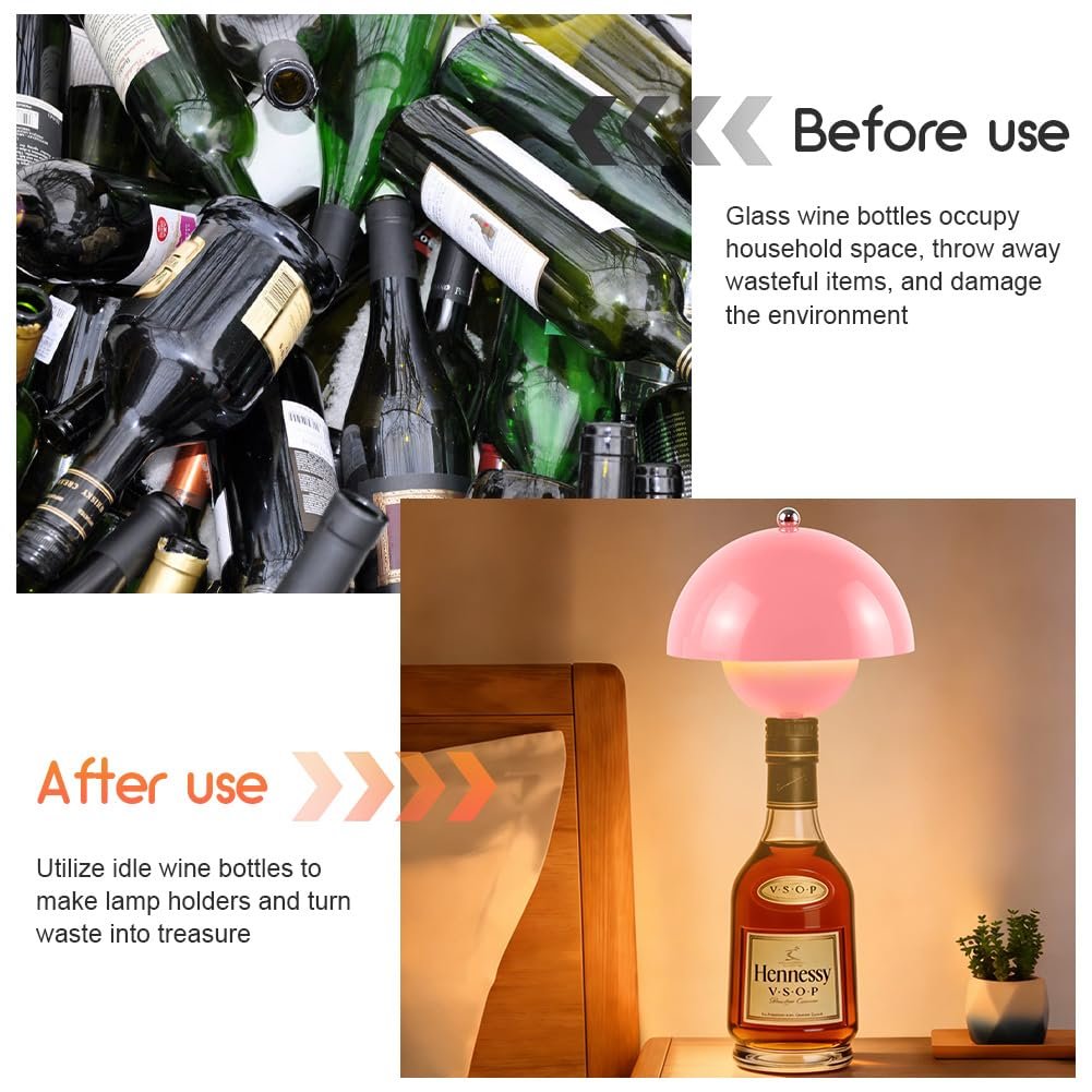 Лампа-насадка на пляшку CEWROM акумуляторна LED USB Рожева, фото №6