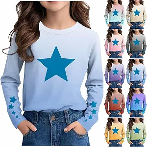 NZYIHAO Світшот для дівчат з довгими рукавами, 3D-принтом зірок synthetic.ua - Фото 1