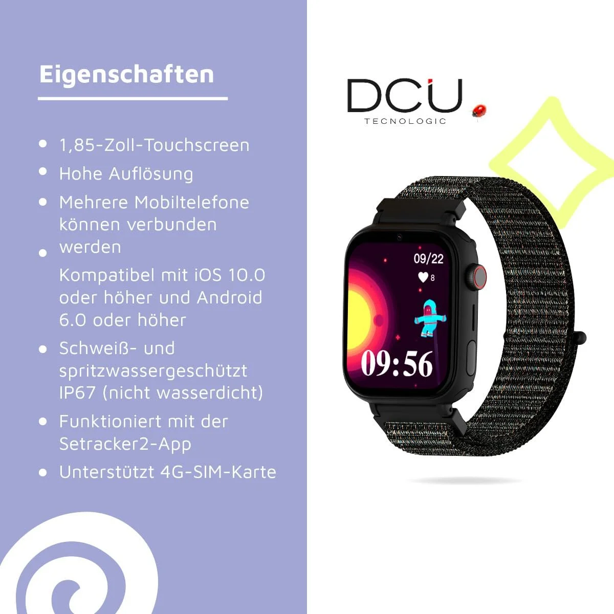 Дитячий Смарт-годинник DCU TECNOLOGIC з системою Android, GPS-трекінгом, відеодзвінками, фото №5 Дитячий Смарт-годинник DCU TECNOLOGIC з системою Android, GPS-трекінгом, відеодзвінками, фото №5