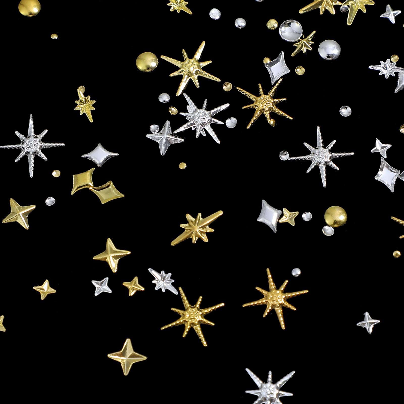 Украшения для ногтей Набор 2200 шт. Звезда Золото Серебро Металл, фото №7