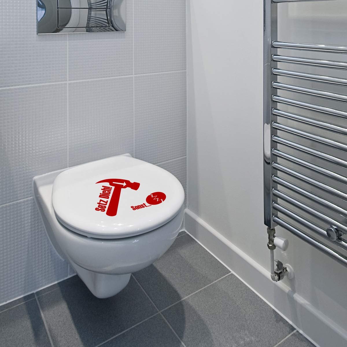 Наклейка на кришку унітазу Wandkings Sit Down Otherwise Hammer 23 x 17 см, фото №2