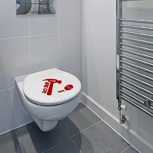 Наклейка на кришку унітазу Wandkings Sit Down Otherwise Hammer 23 x 17 см synthetic.ua - Фото 1