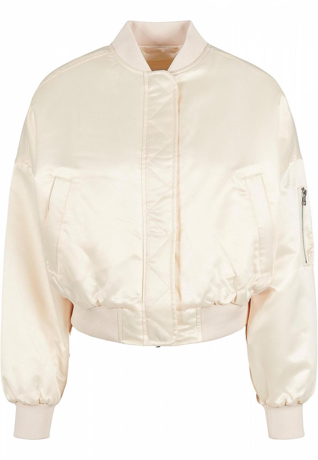 Бомбер Urban Classics Женский Короткий Блестящий Атласный Куртка с Карманом на Плече, Свободный Крой Размер от, фото №2