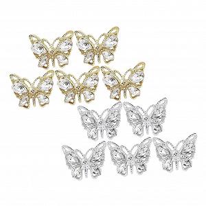 3D Украшения для ногтей Бабочки Акриловые Стразы Набор из 10 шт. Металлические подвески для маникюра - Фото 1